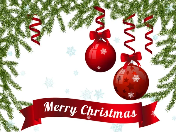 木とボールのクリスマス カード — ストックベクタ