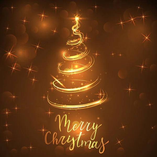 pırıltılı altın ağaç ve parlak bir arka plan üzerinde yazıt Merry Christmas