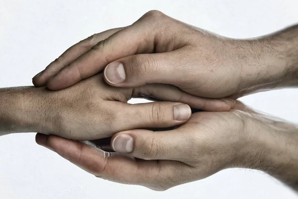 Concept Caring Tenderness Protection Male Female Hands Touch Each Other — Stock Photo, Image