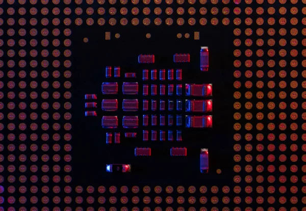 Processor Close Blue Red Rain Технологический Фон — стоковое фото