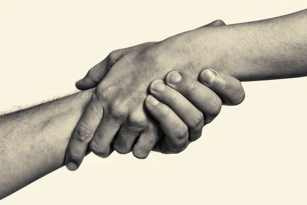 Concept Salvation Black White Image Hands Two People Time Rescue — Stock Photo, Image