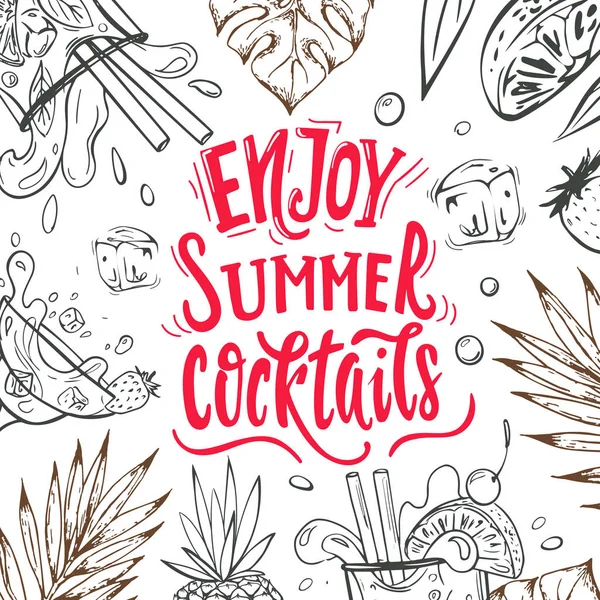 Насладиться летними коктейлями — стоковый вектор
