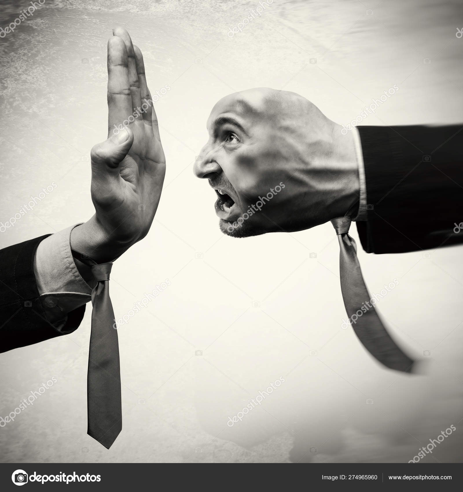 Conflict Two People Business Competition Raiding Concept Stop ...