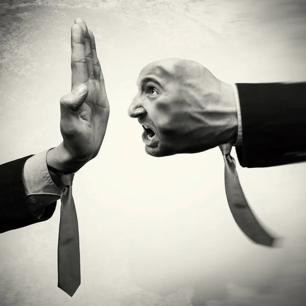 Conflicto Entre Las Dos Personas Competencia Negocios Allanamiento Concepto Detener — Foto de Stock