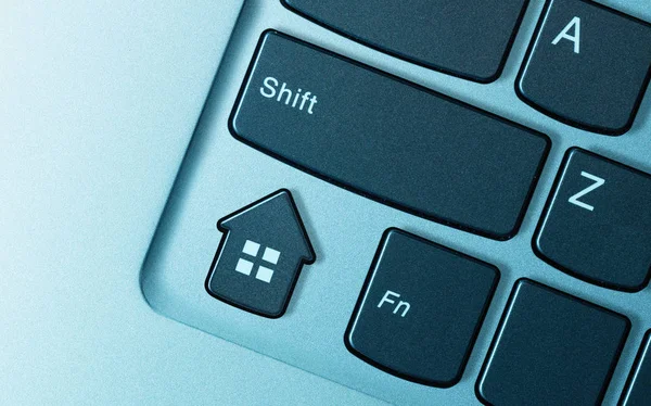 Teclado Botón Forma Casa Como Metáfora Para Compra Bienes Raíces — Foto de Stock