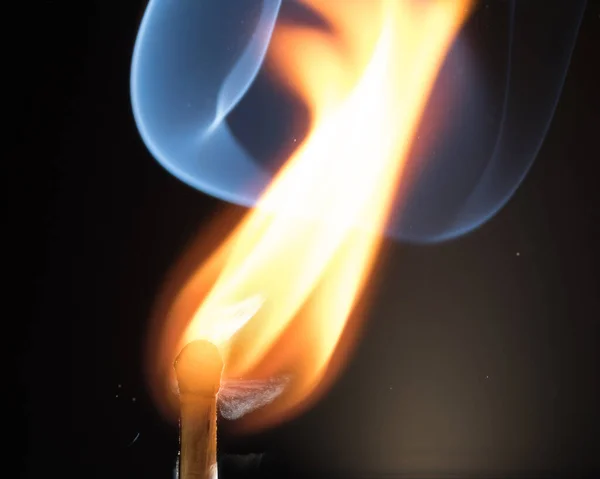 Flash Flame Match Close Macro Photography — Stock Photo, Image