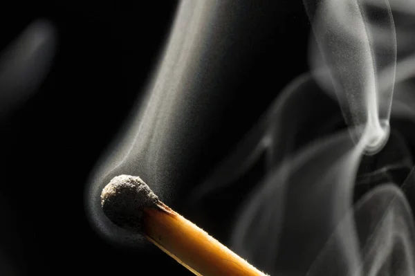 Smoke Burnt Match Close Macro Photography — Stock Photo, Image