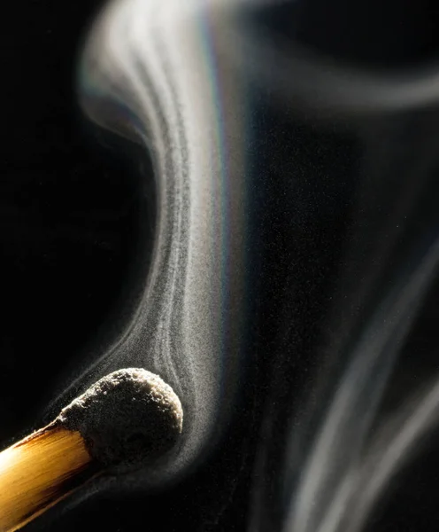Καπνός Καμένο Σπίρτο Κοντινό Πλάνο Μακροφωτογραφία — Φωτογραφία Αρχείου