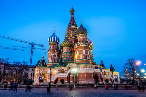Catedral Basilio Plaza Roja Moscú Vista Nocturna — Foto de Stock