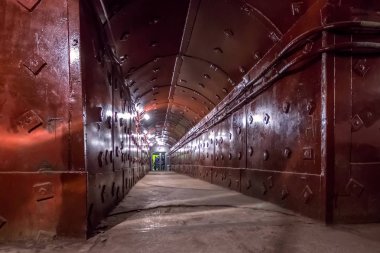 Moskova, Rusya - Mart. 2013: Sovyetler Birliği'nin yeraltı tesisinde Bunker-42, anti-nükleer tünel