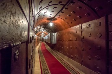 Moskova, Rusya - Mart. 2013: Sovyetler Birliği'nin yeraltı tesisinde Bunker-42, anti-nükleer tünel
