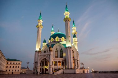 Kazan, Rusya - Eylül, 2017. Cami Kul Şerif Akşam Manzarası.