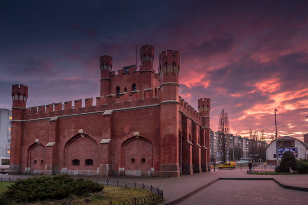 Kaliningrad, Russia - May, 2018. King's Gate. View from the rear