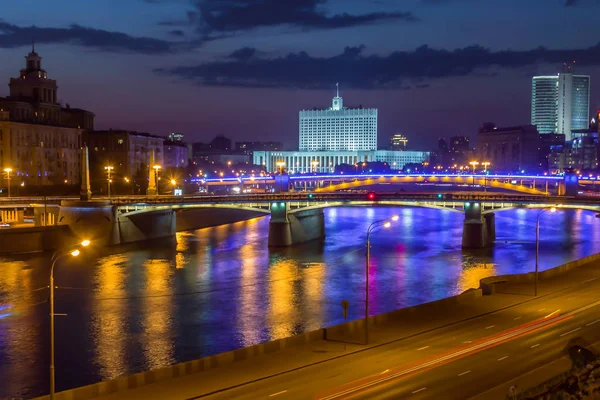 Vista Serale Della Casa Del Governo Mosca — Foto Stock