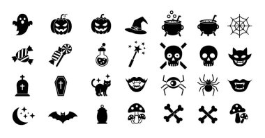 Cadılar Bayramı ikon vektör illüstrasyonu