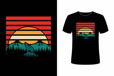 Vahşi Yaşam ve Doğa tişört tasarım vektörü. Kurt, vahşi bir görüntü vektör çizimleriyle bir kayanın üzerinde uluyor. Yaratıcı tişört klasik tasarımı