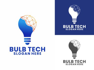 Ampul Ağı logo tasarım vektör şablonu. Ampul Teknolojisi logo tasarımı simgesi