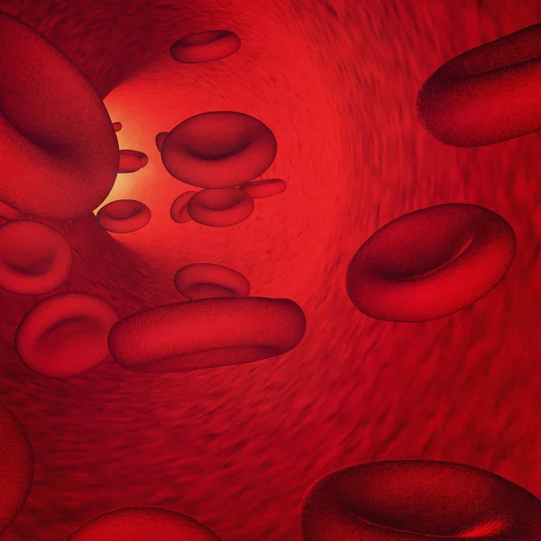心臓の中に浮かぶ赤血球 3Dイラスト — ストック写真