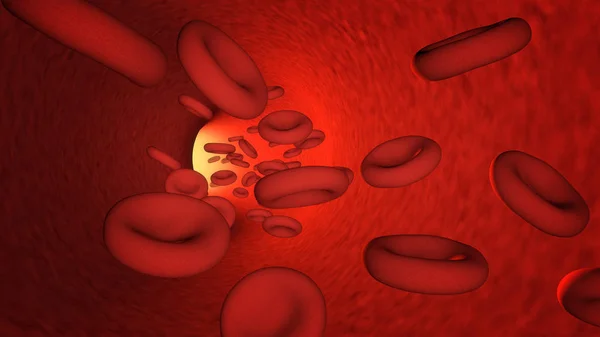血管内部に浮かぶ赤血球の3Dイラスト — ストック写真