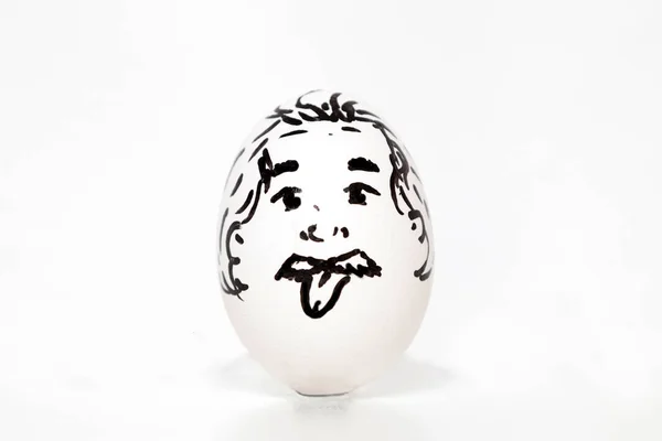 Egg on white background with face pattern. Einstein — Stock Photo, Image