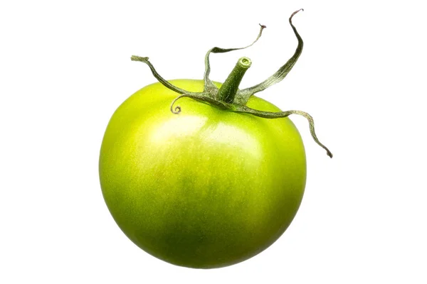 Beyaz arka plan üzerinde izole tek yeşil domates — Stok fotoğraf