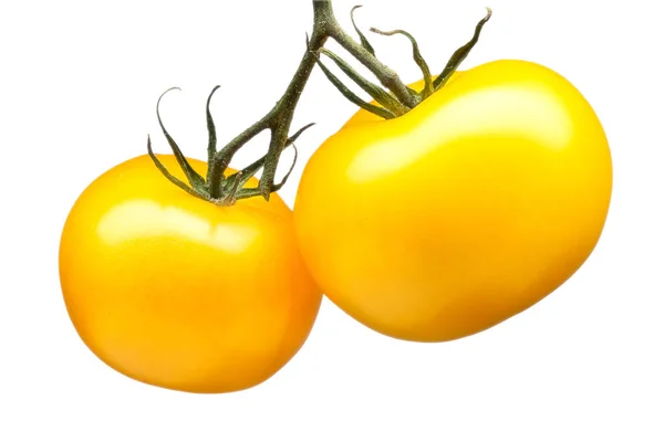 Ramo Deliciosos Tomates Amarillos Aislados Sobre Fondo Blanco Con Ruta —  Fotos de Stock