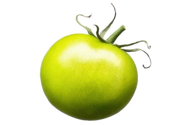 Single green tomato isolated on white background — Stock Photo, Image