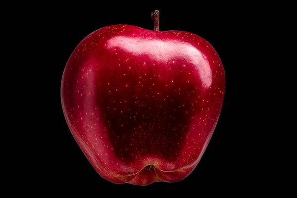 Pomme rouge unique délicieuse sur fond noir — Photo