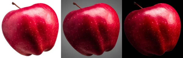 Grupo de deliciosas maçãs vermelhas no fundo diferente — Fotografia de Stock