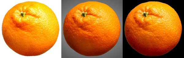Groupe d'oranges fruits isolés sur différents fonds — Photo