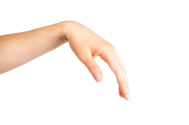 İki parmak ile bir şey tutan kadın el