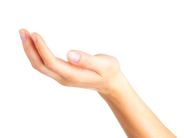 Gösterilen kadın el ya da bir şey tutan açın