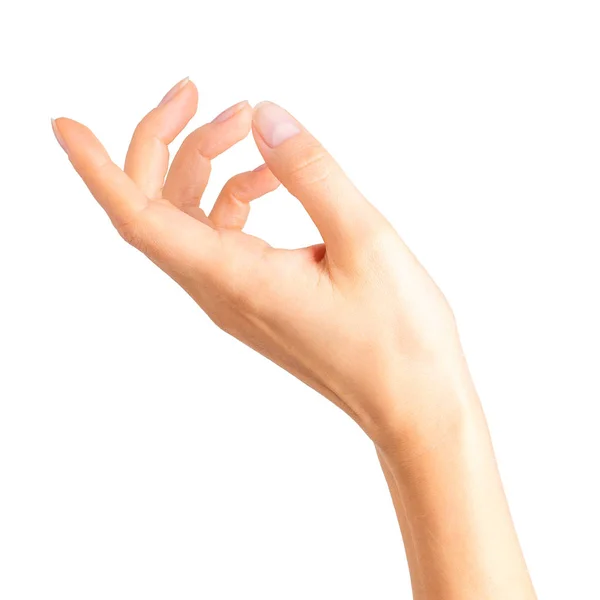 İki parmak ile bir şey tutan kadın el