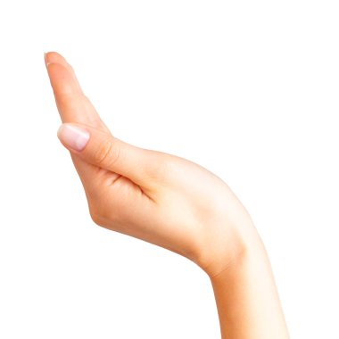 Gösterilen kadın el ya da bir şey tutan açın