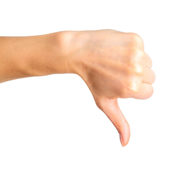 Женщина держит за руку знак неприязни
