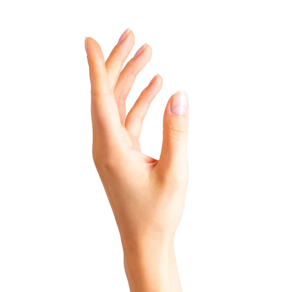 İki parmak ile bir şey tutan kadın el