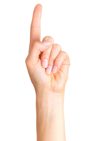 Женщина с указательным пальцем, указывающим вверх