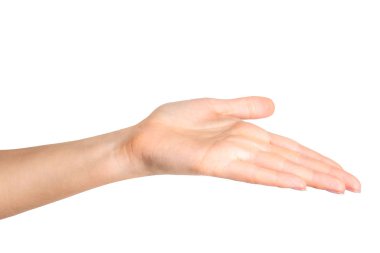 El açık gösterilen kadın alarak ya da bir şeyler gösteriyor