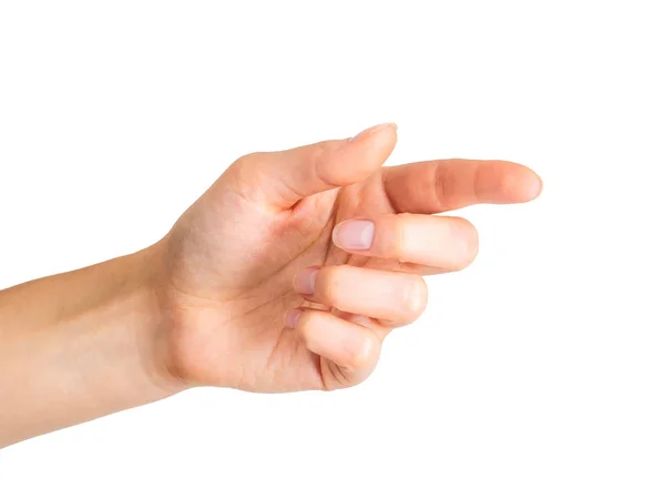 Mano de mujer con el dedo índice mostrando la dirección — Foto de Stock