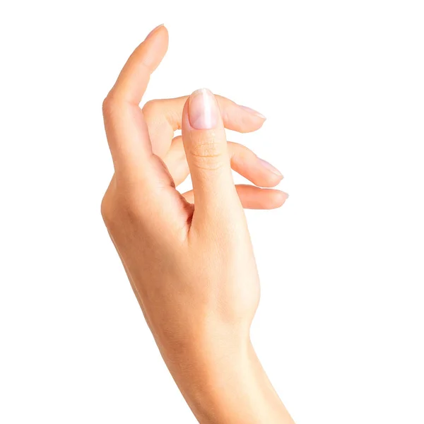 Frauenhand hält etwas mit zwei Fingern — Stockfoto