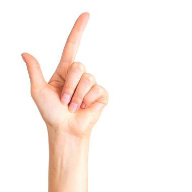 Kadın el parmağı yukarıyı veya kaybeden jest gösterilen ile