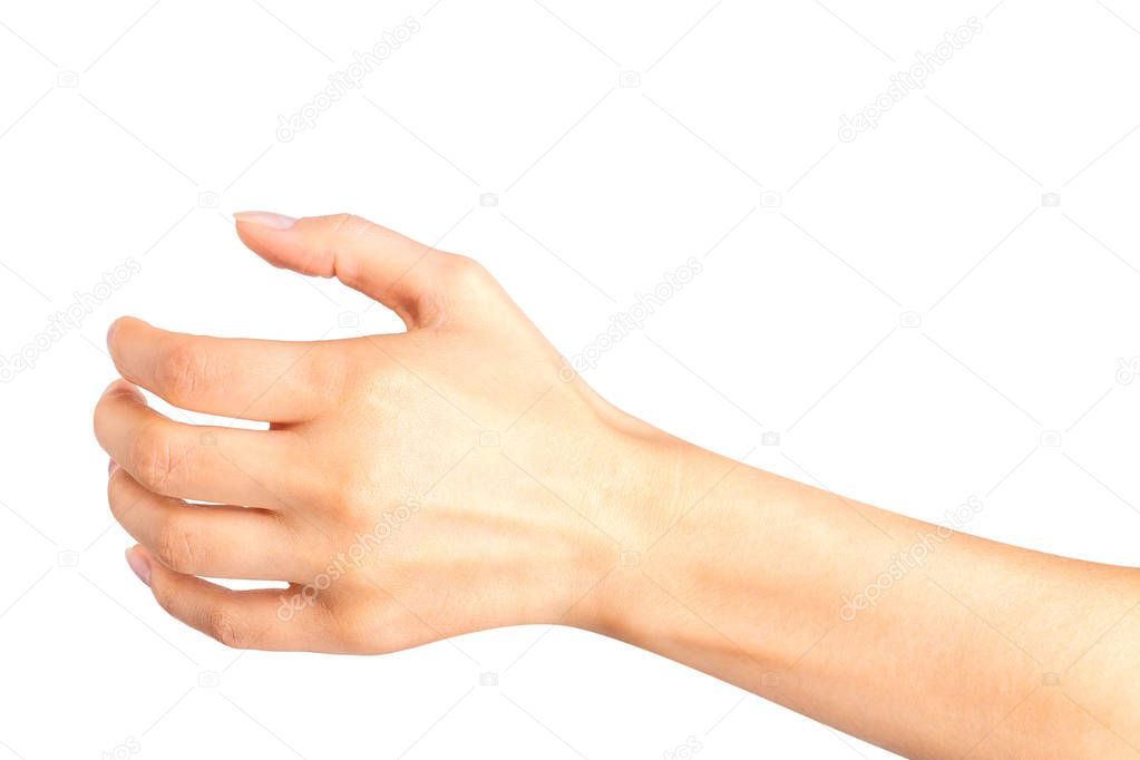 Woman hand holding something like a bottle or glass