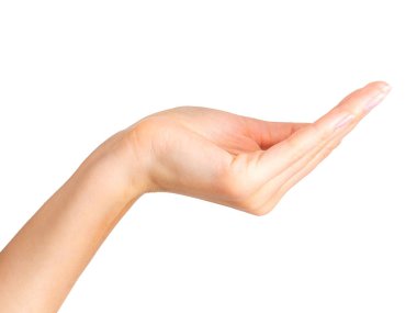 El açık gösterilen kadın alarak ya da bir şeyler gösteriyor. Kırpma yolu ile izole.