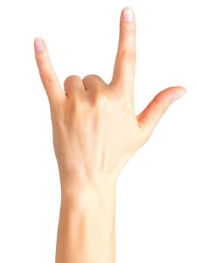 Rock n roll işaret gösteren veya şeytan boynuzu jest veren el