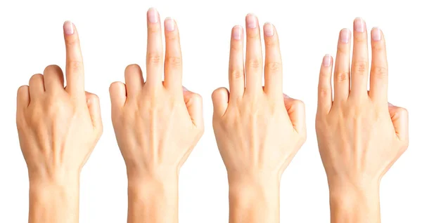 Set of woman hands count on fingers — Stock Photo, Image