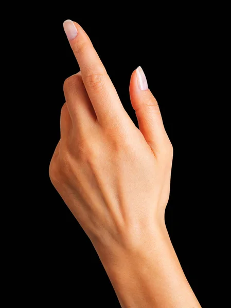 Жінка рука з вказівним пальцем вгору — стокове фото