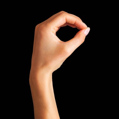 Tutan kadın Tamam hareketle el veya başarı ya da şans O. iz mektup