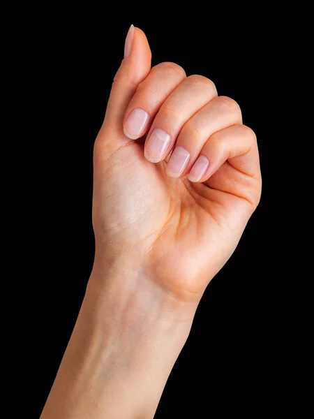 Женская рука показывает пальцы или что-то — стоковое фото