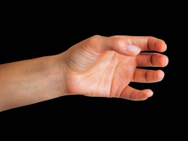 Bir şey tutan kadın el bir şişe ya da cam gibi