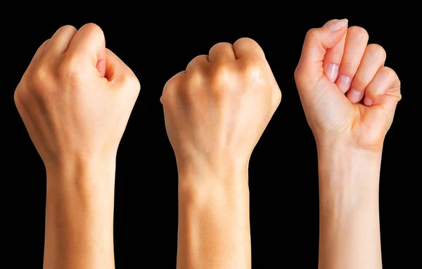 Conjunto de puño cerrado de mujer. Concepto de unidad, lucha o cooperación — Foto de Stock